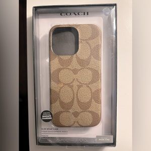 Coach IPhone 13 Pro Case, MagSafe, New with Box Tan/Dark Rich Brown